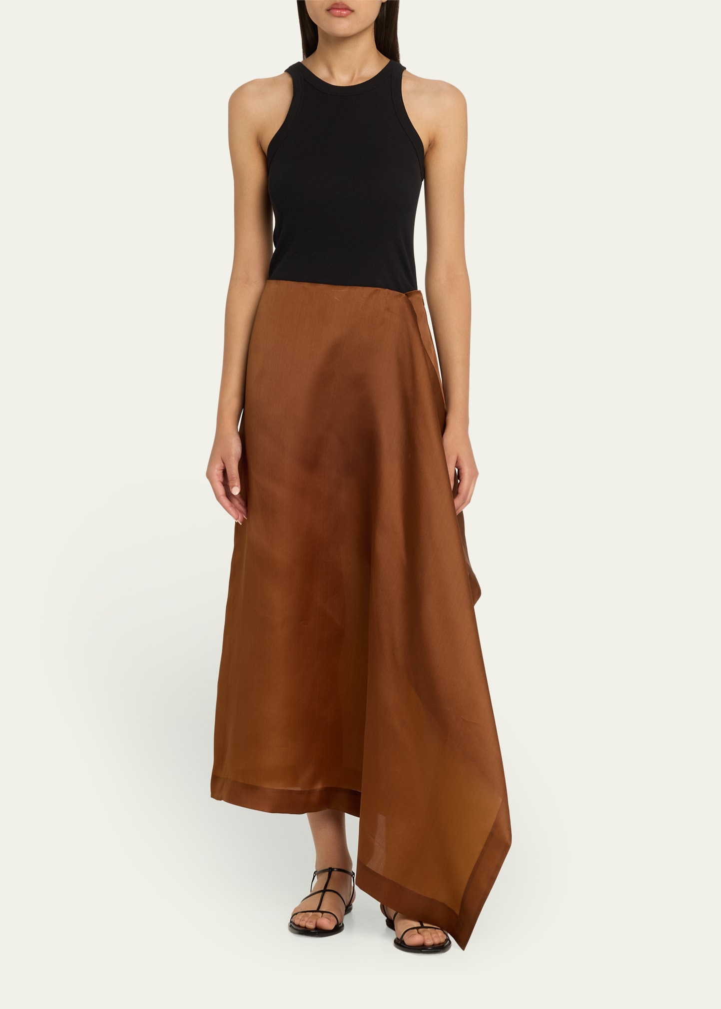 Mel Draped Silk Organza Midi Skort - 2