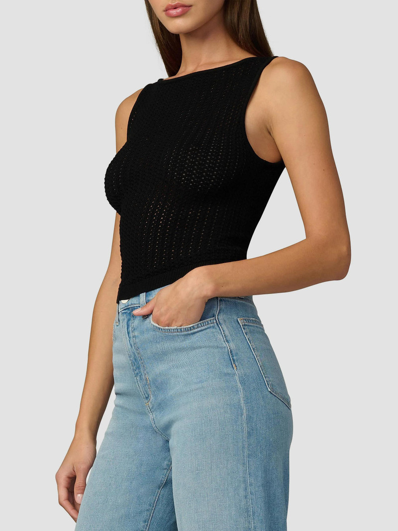Women's Crochet Boatneck Tank - Black 4