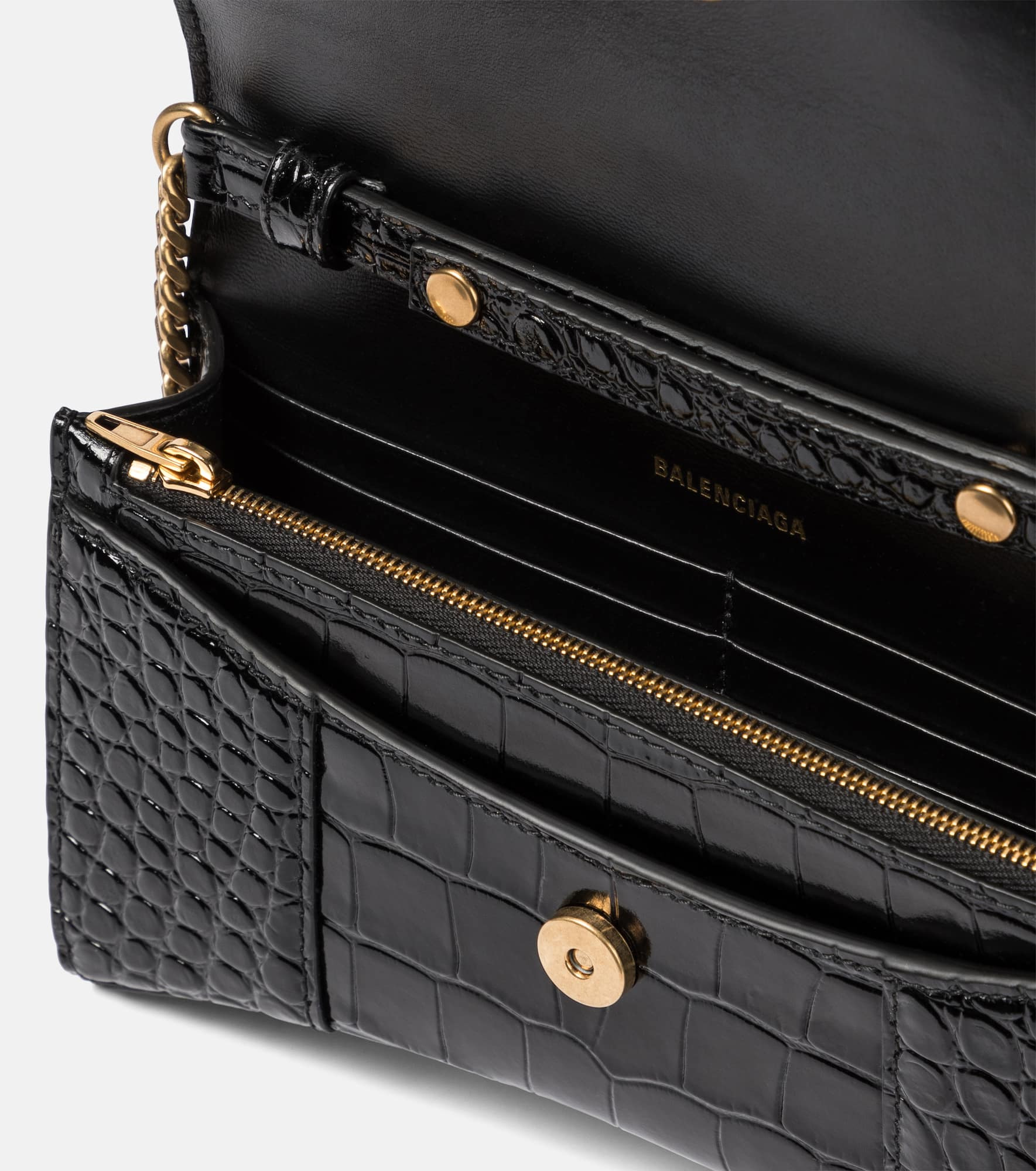 Hourglass croc-effect leather wallet on chain - 3
