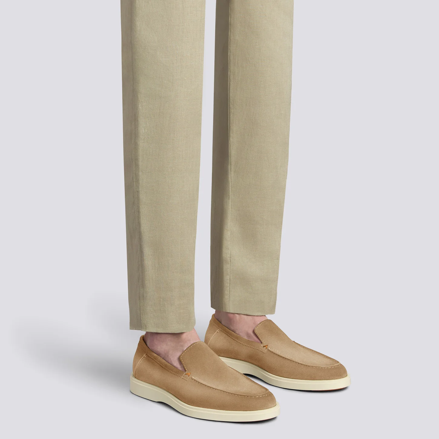 Santoni mens Italian loafer. Sz 11 beige. Santoni - Beige Suede Double Monk Strap Loafer | Mitchell Stores main image 4