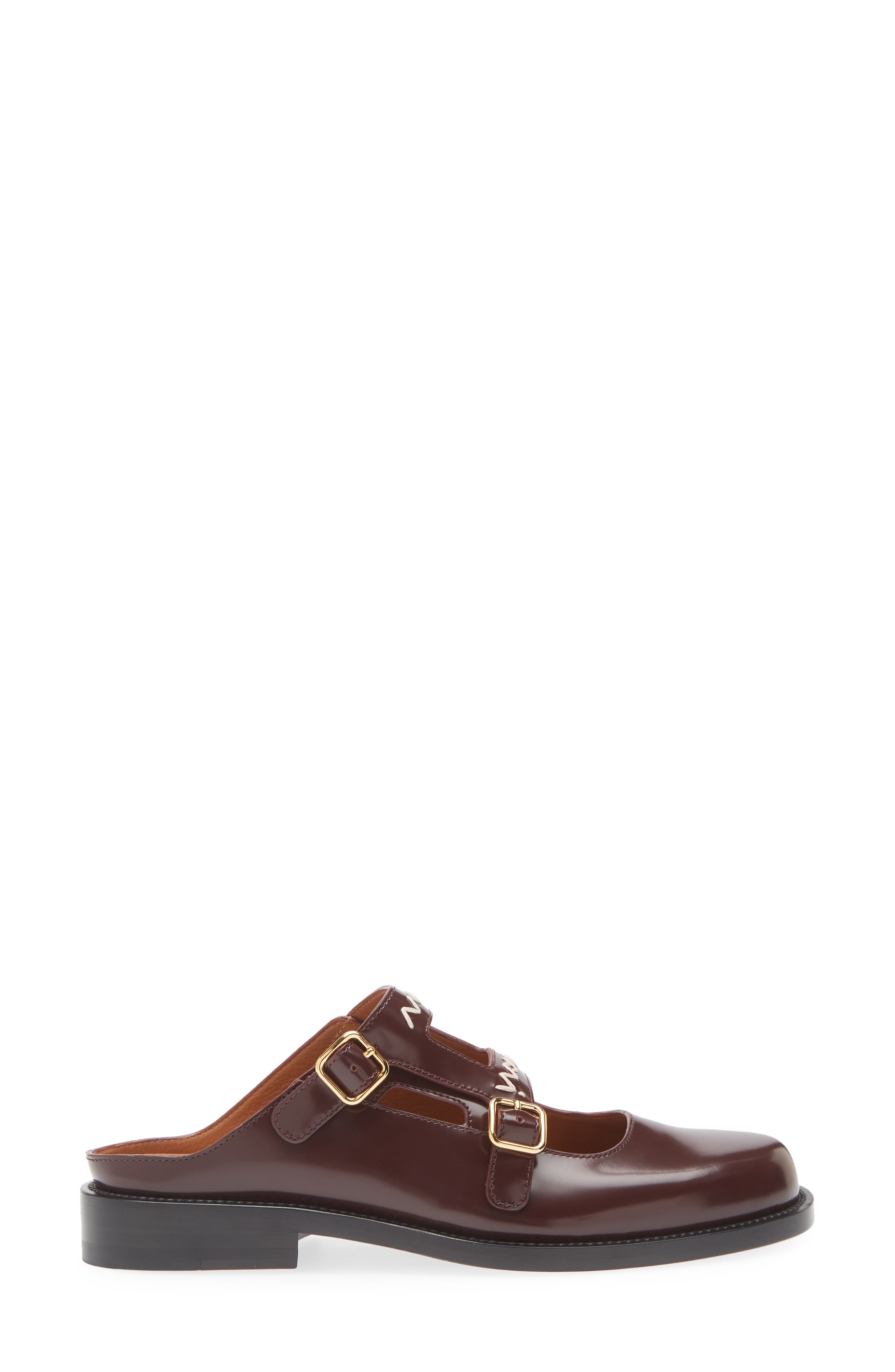 Marni Logo Embroidered Sabot Mule in Burgundy/Red at Nordstrom - 3