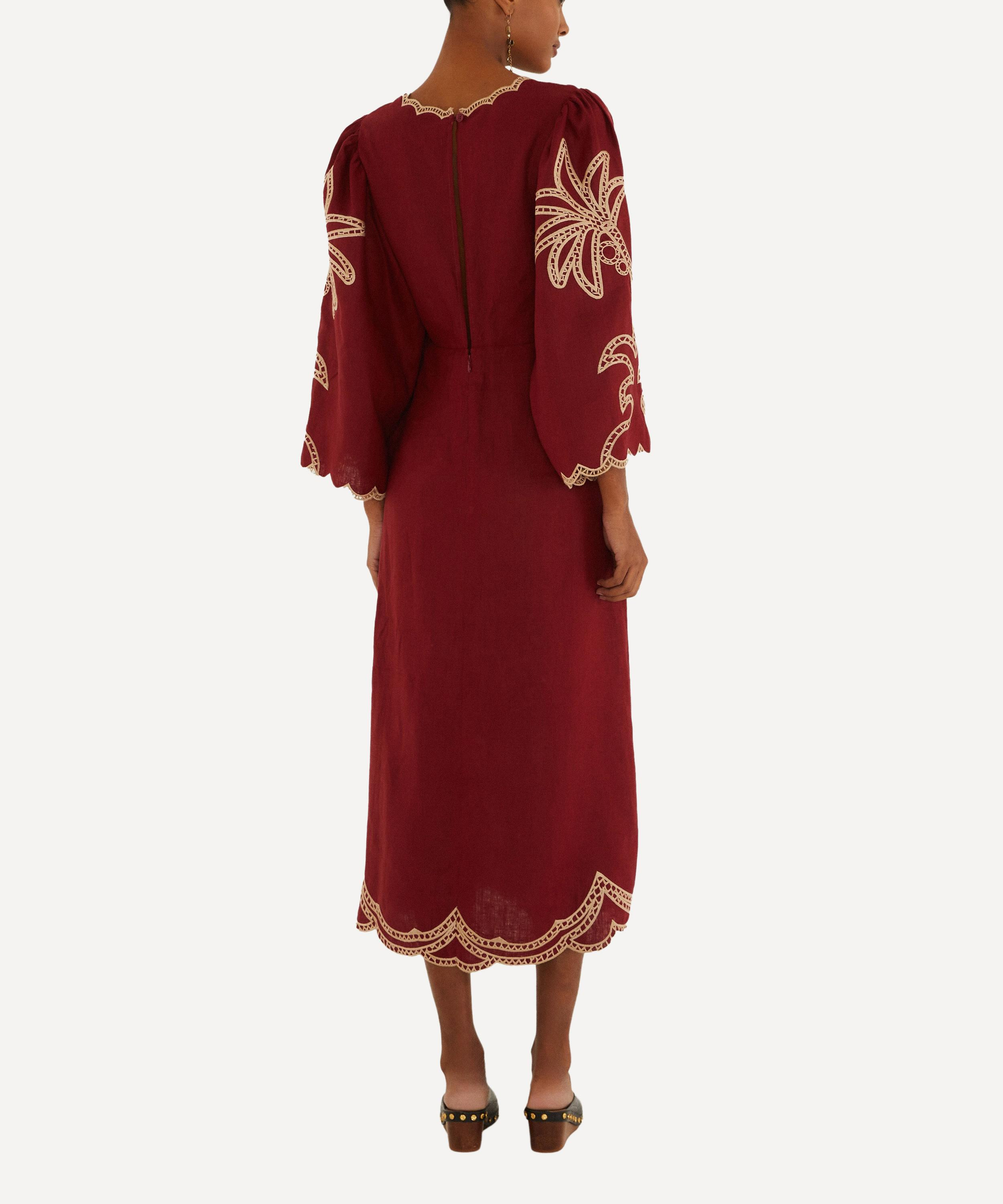 Red Artisanal Cut-Out Embroidered Maxi Dress - 2