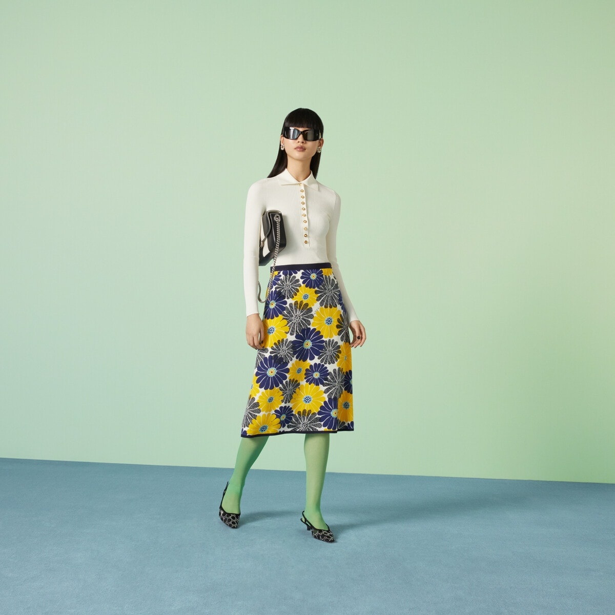 Gucci flower print silk skirt - 2