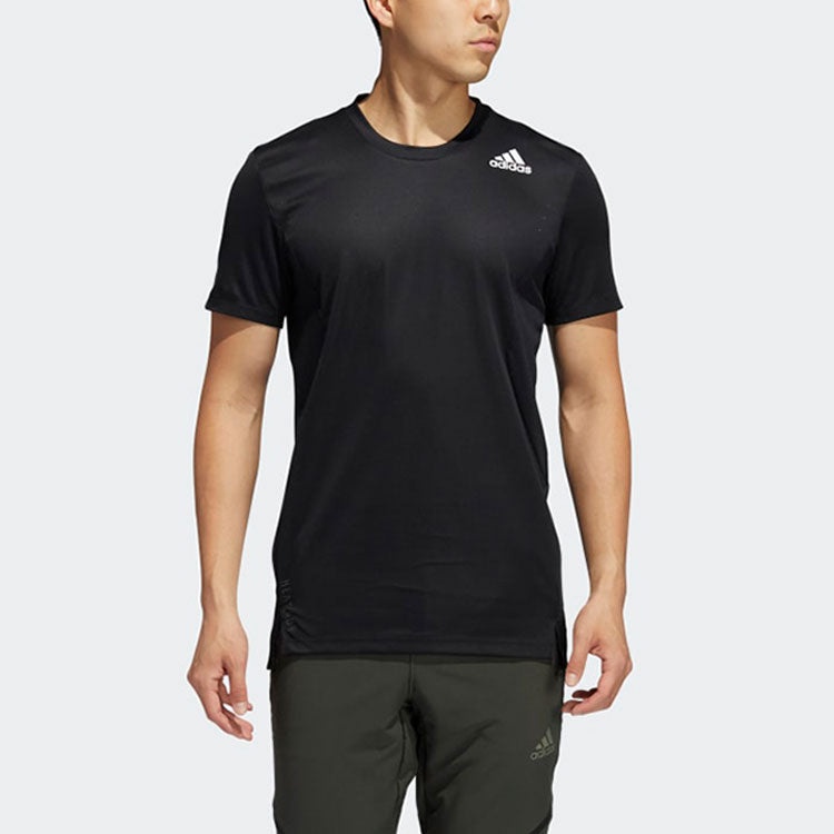 adidas Solid Color Training Sports Short Sleeve Black GL7305 - 6