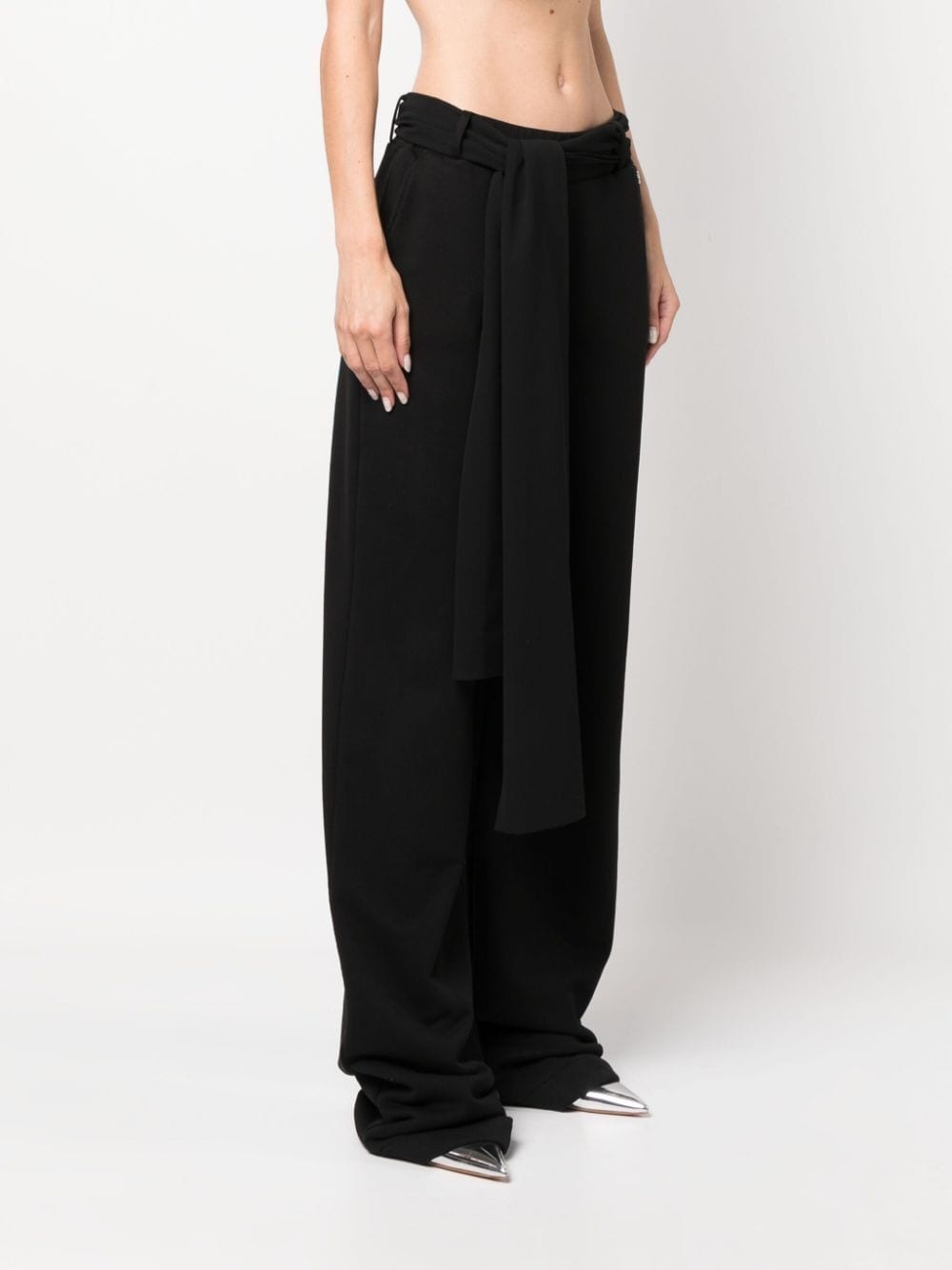 tied-waist straight-leg trousers - 3