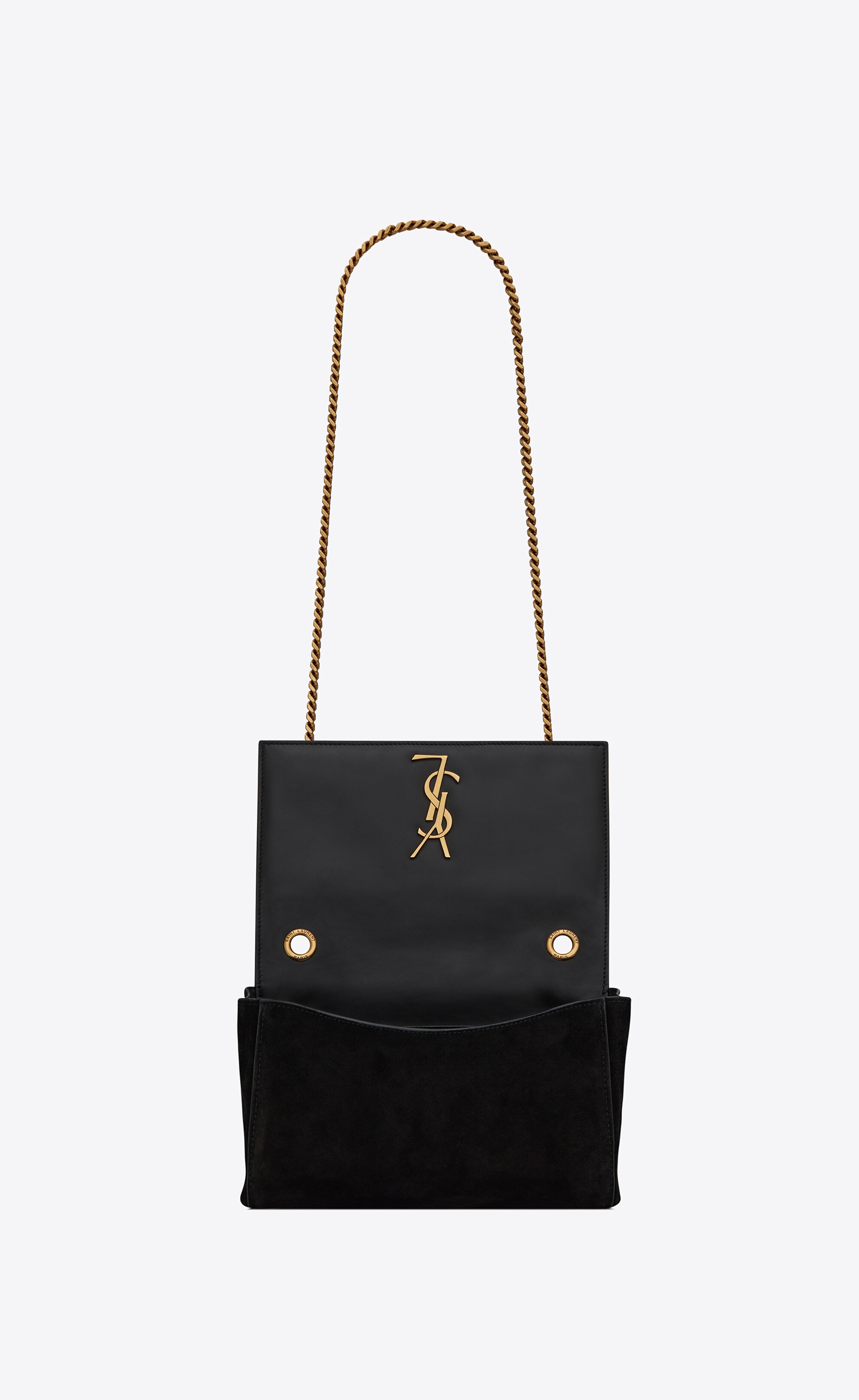 kate small supple/reversible chain bag in suede and leather - 6