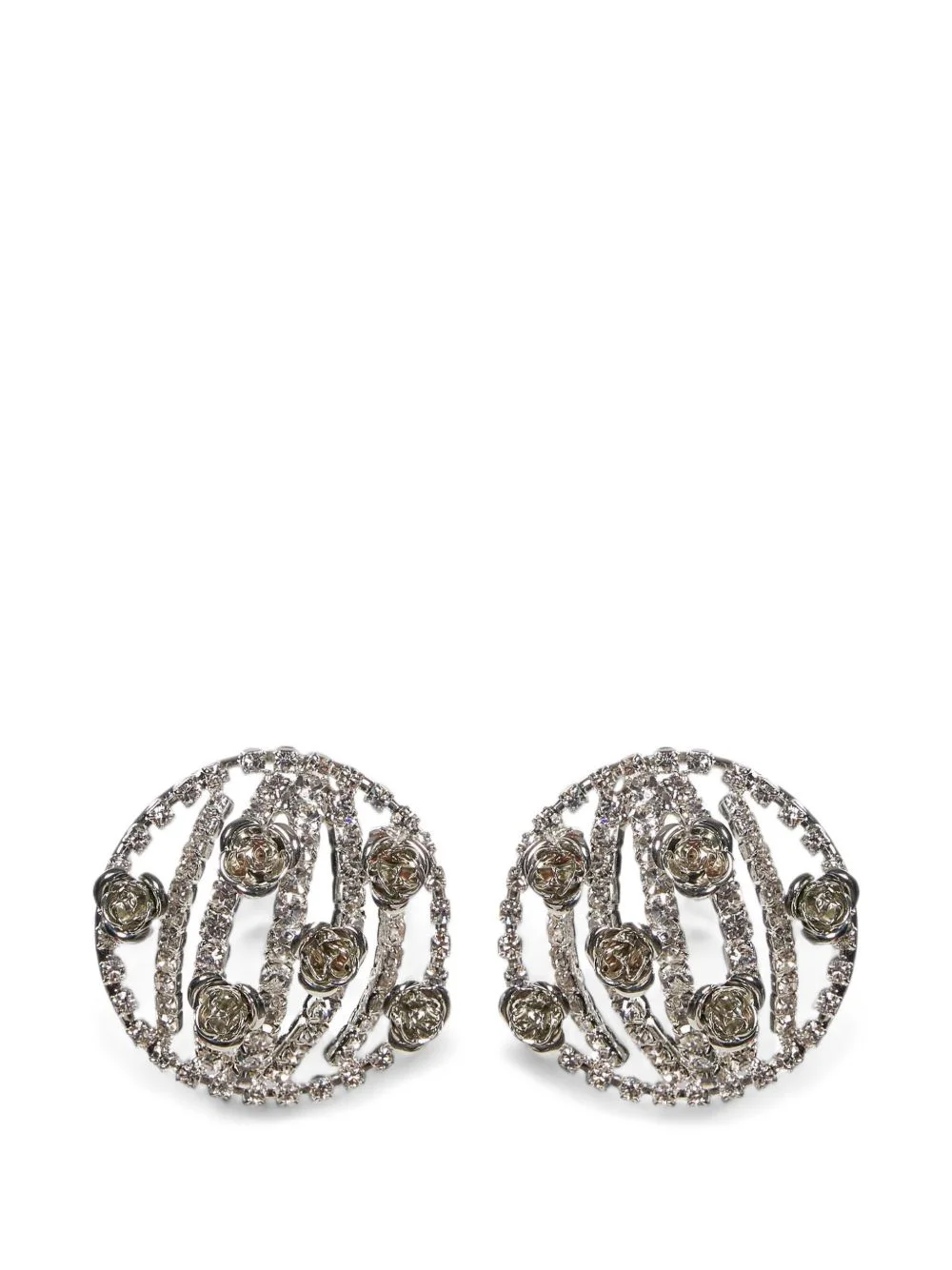 crystal-embellished floral earrings - 1