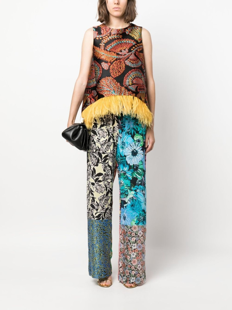 La DoubleJ La Scala feather-trim blouse outlook
