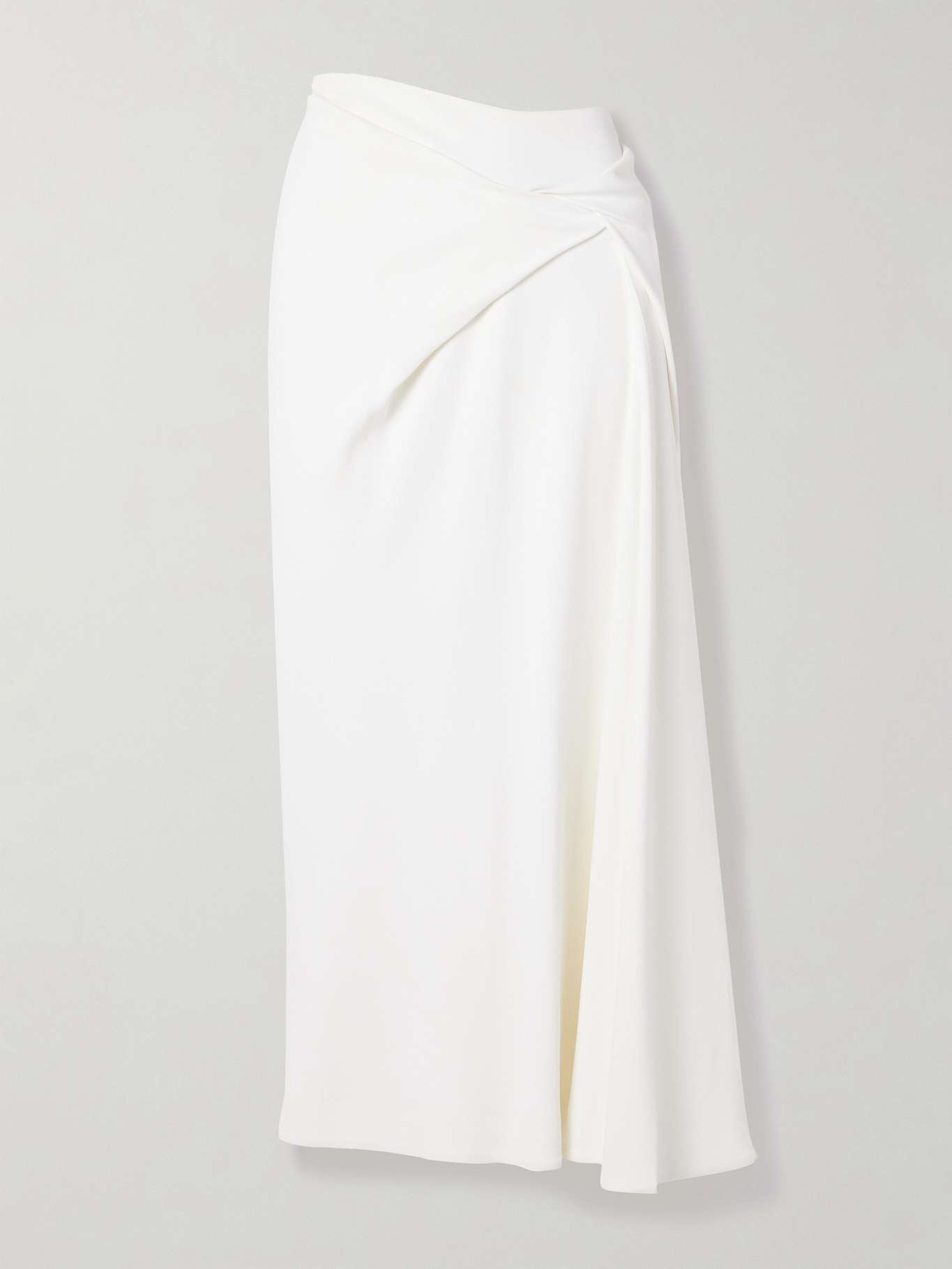 Twisted stretch-crepe midi skirt Ivory - 1