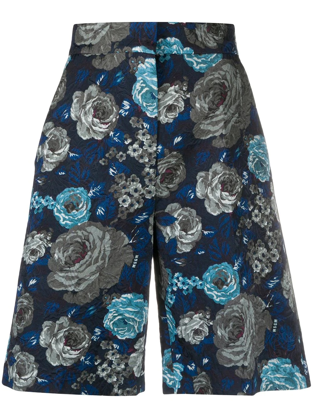 jacquard floral knee-length shorts - 1