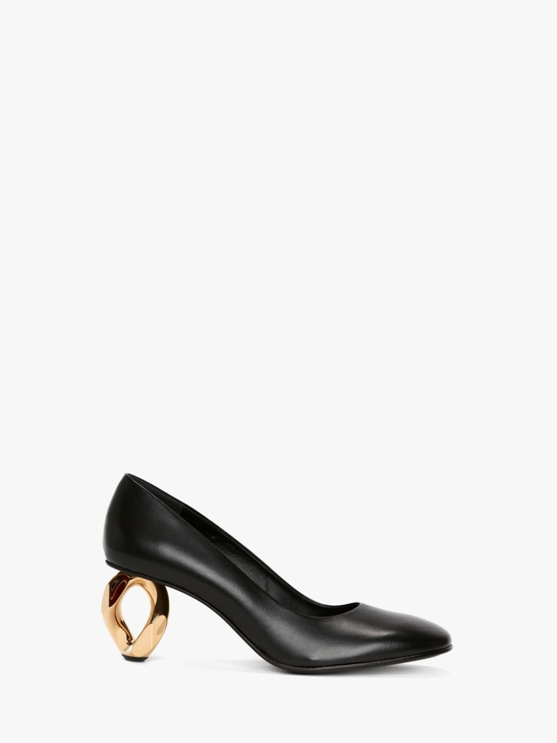 CHAIN HEEL LEATHER PUMPS 1