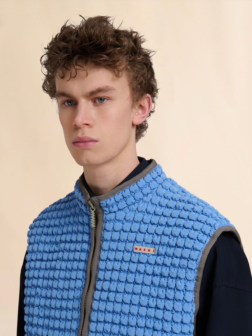 BLUE NYLON VEST WITH PUCKERING - 4