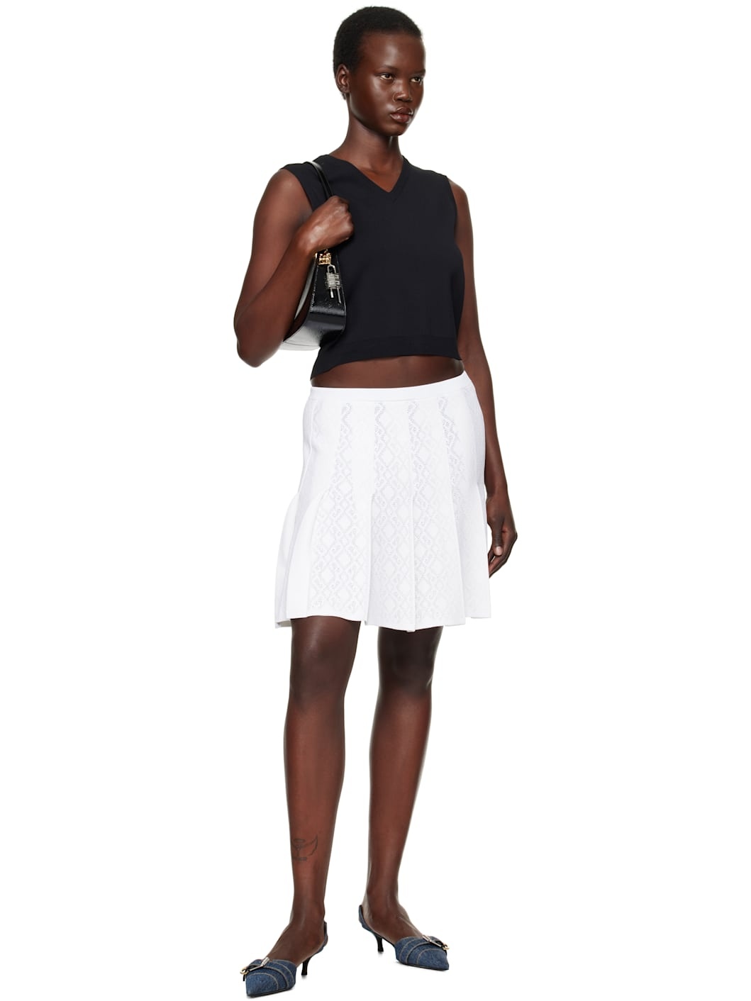 White Pleated Monogram 72 Jacquard Miniskirt - 4
