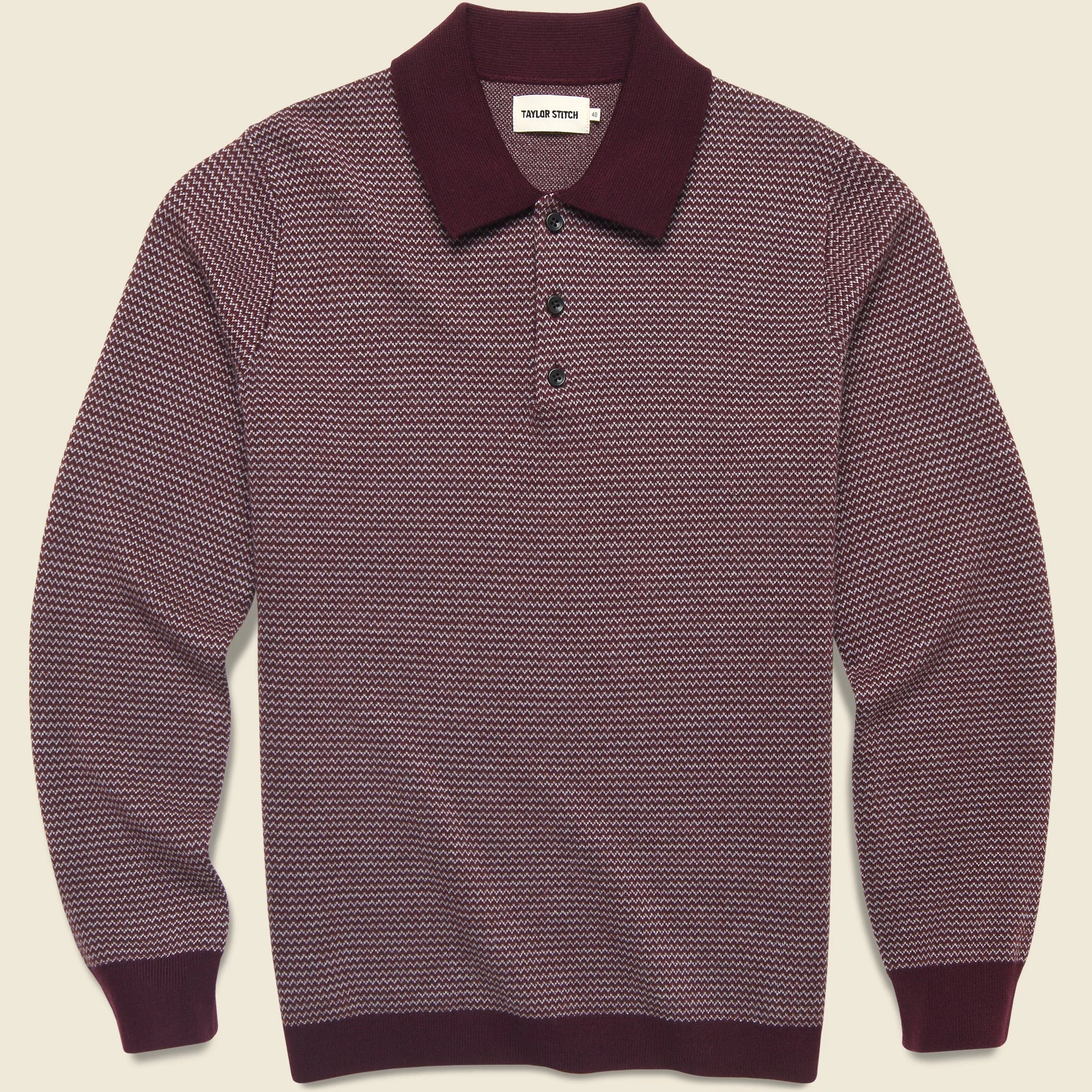Newton Sweater Polo - Burgundy Birdseye - 1