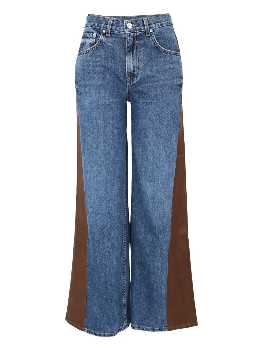 panelled denim straight-leg jeans - 1