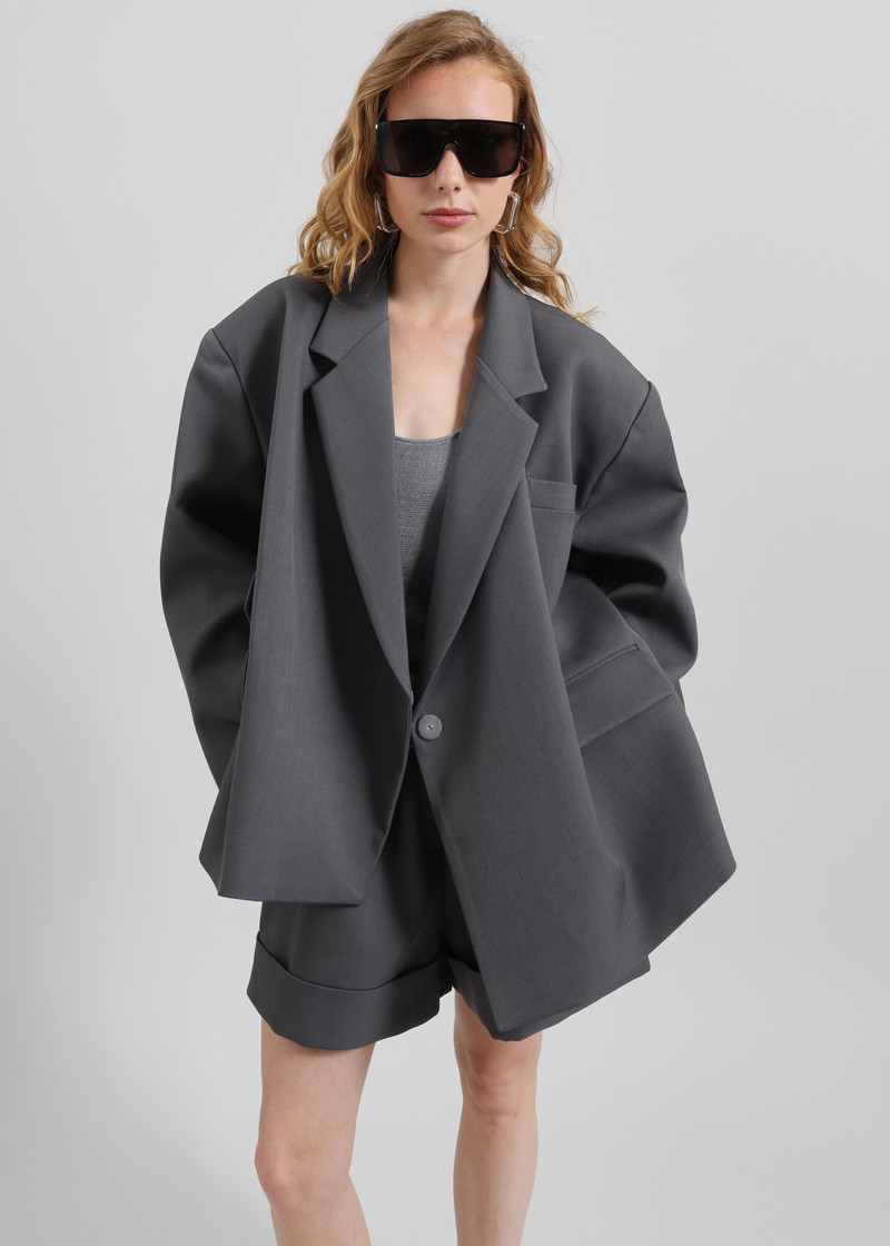 Tolmer Boxy Wrap Blazer - Storm Grey 8