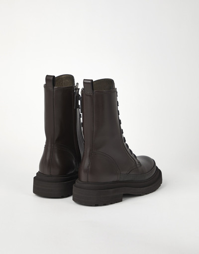 Brunello Cucinelli Matte calfskin boots with precious contour outlook