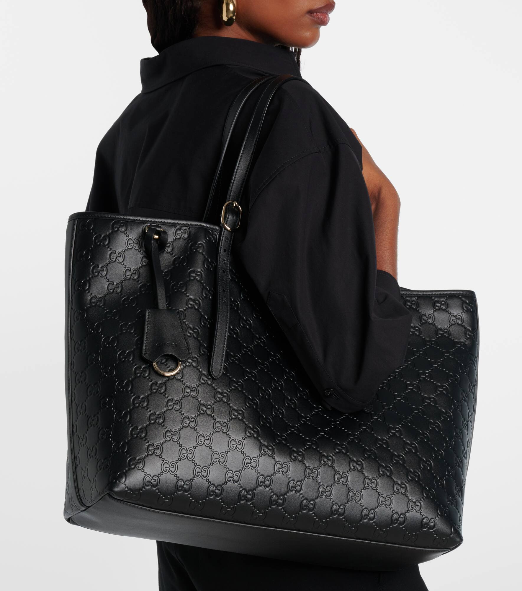 GG Emblem Large leather tote bag - 7