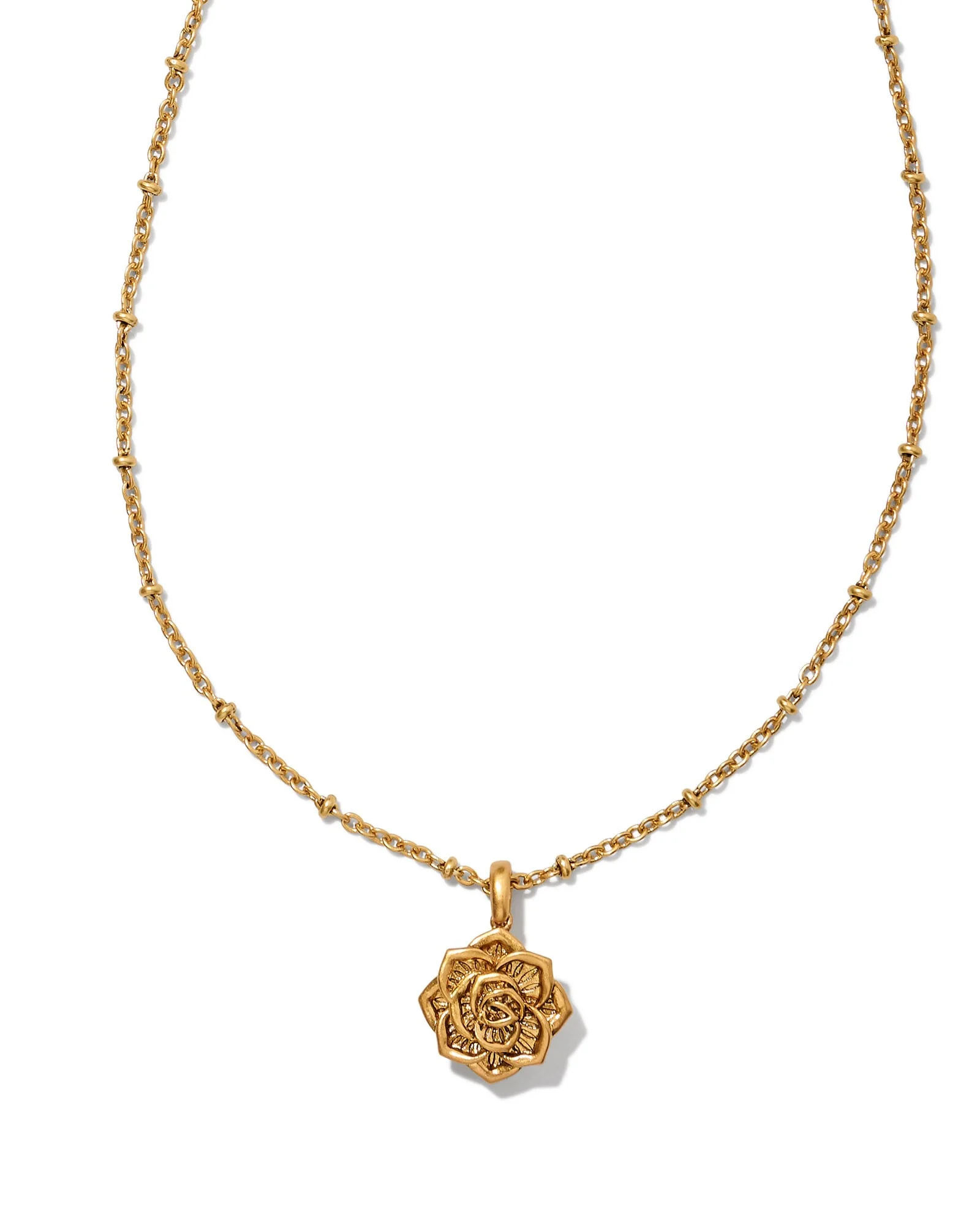 Ansel Rose Short Pendant Necklace in Vintage Gold - 1