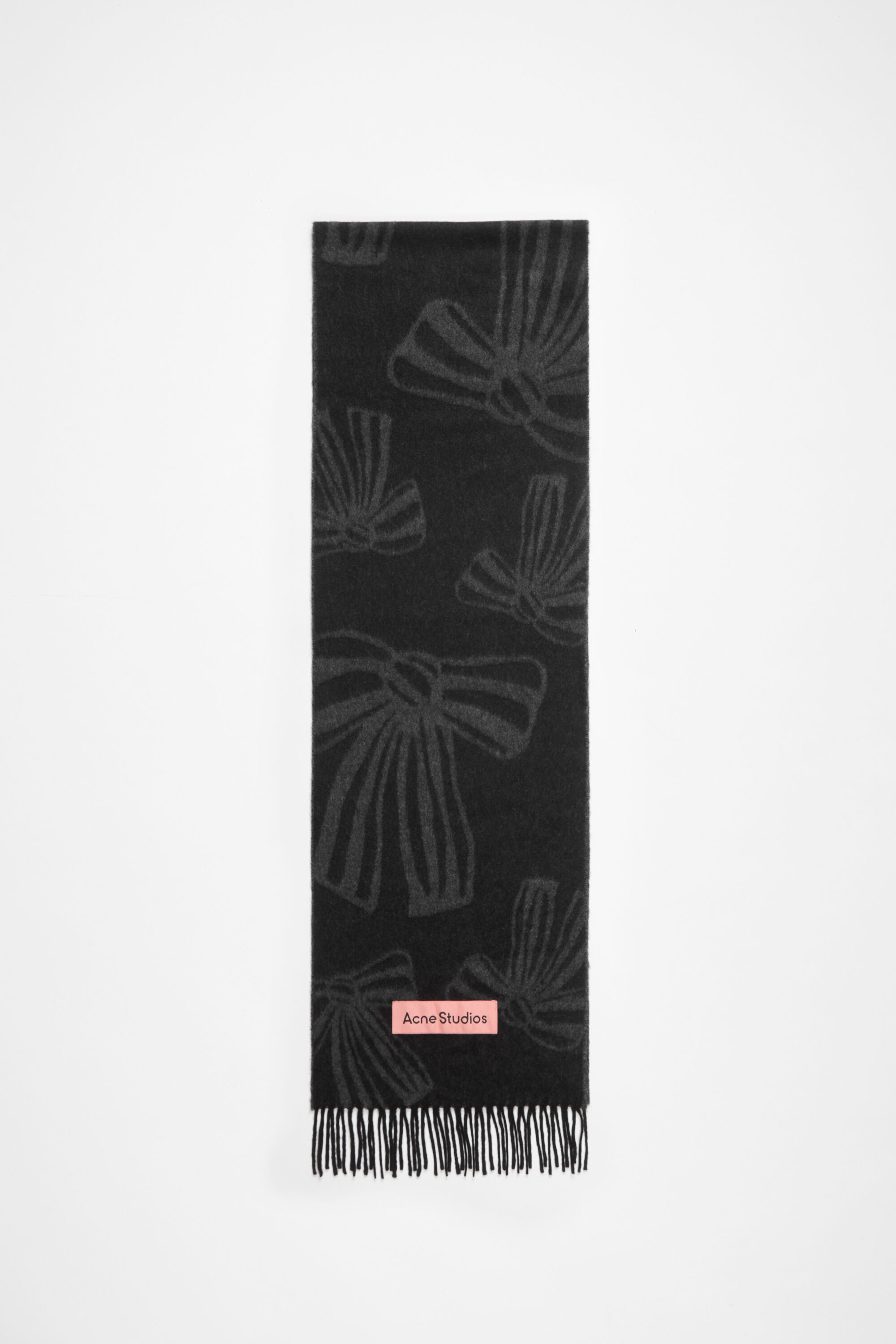 Cashmere jacquard scarf - Black/grey - 1