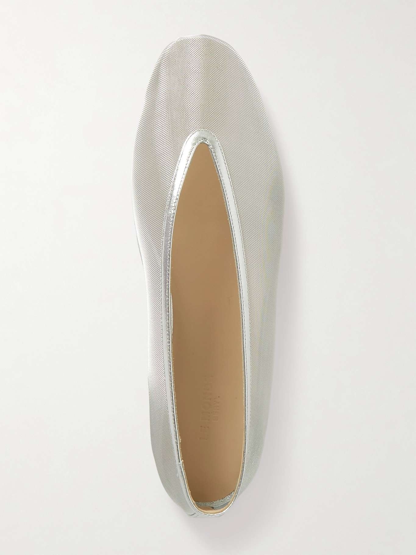 Luna metallic leather-trimmed mesh ballet flats Silver - 5