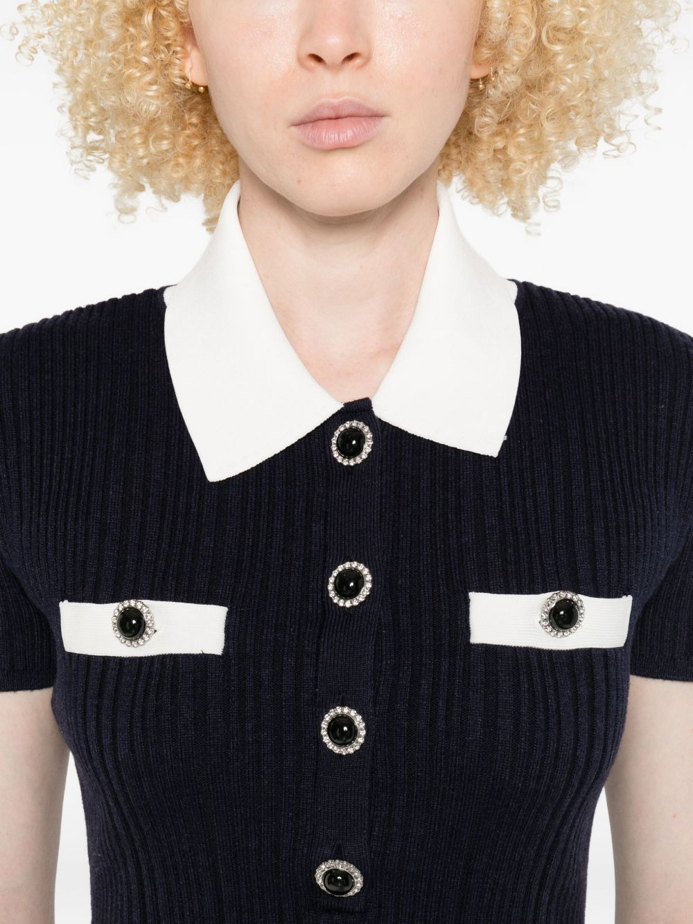 collared button-detail mini dress - 5