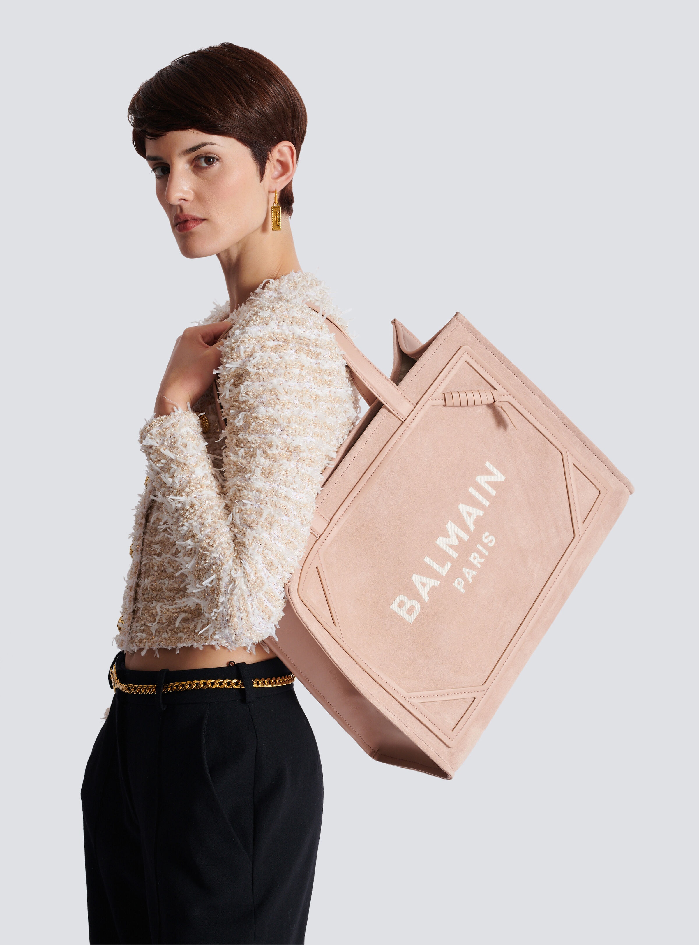 Medium suede B-Army tote bag - 8
