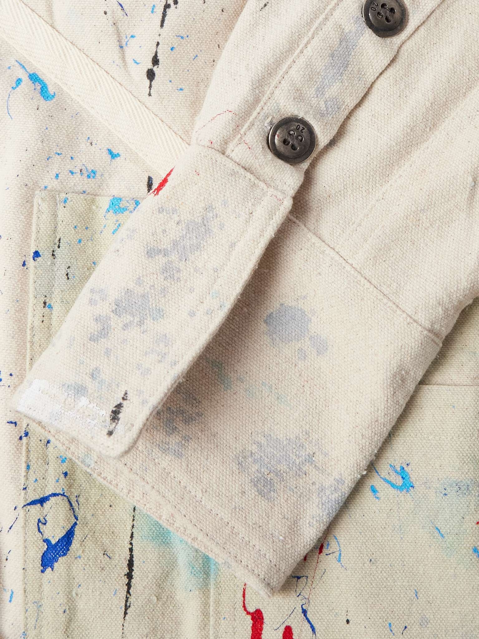 Shawl-Collar Paint-Splattered Cotton-Canvas Overshirt - 5
