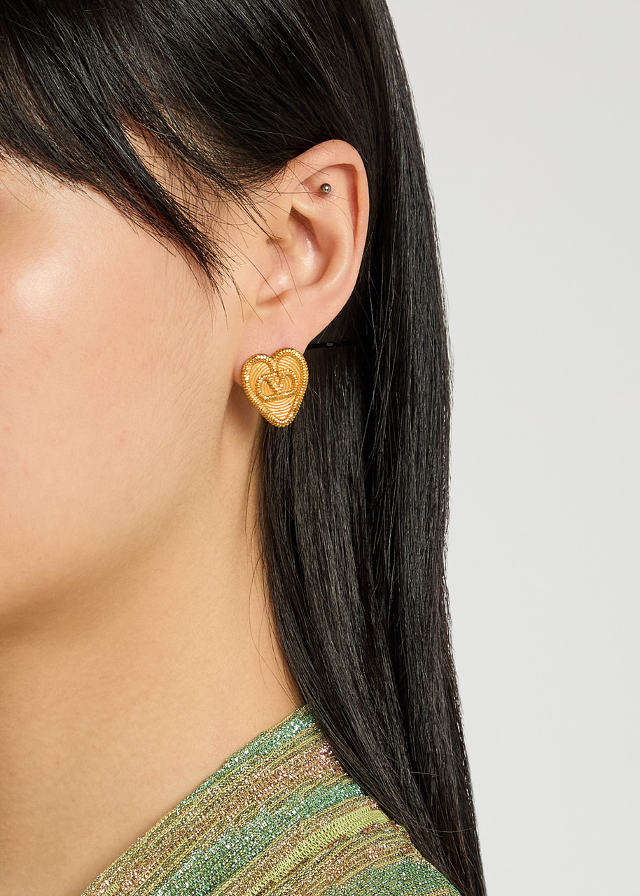 Valentino Fil Perdu Heart Stud Earrings - 2