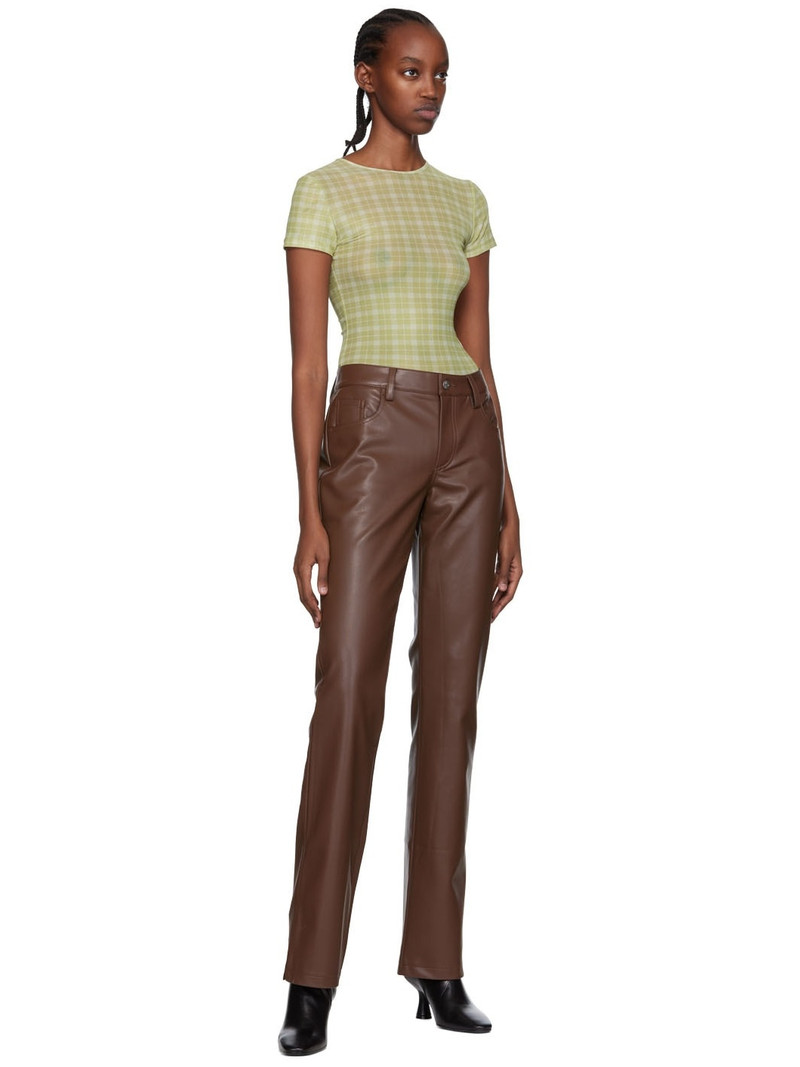 MISBHV Brown Vegan Leather Trousers outlook