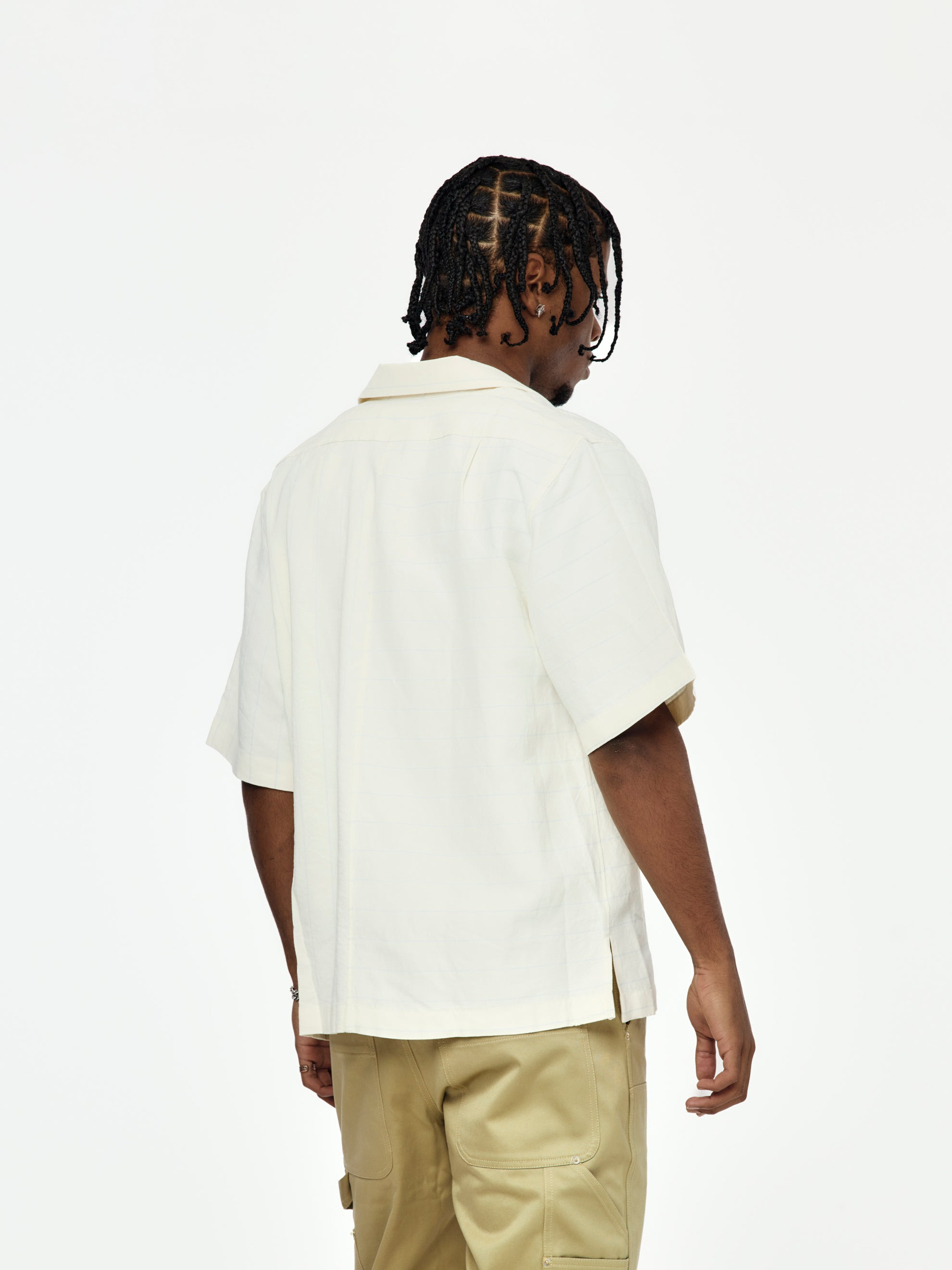 HIGHLIFE BOWLING SHIRT (WHITE/ BLUE STRIPE) - 3