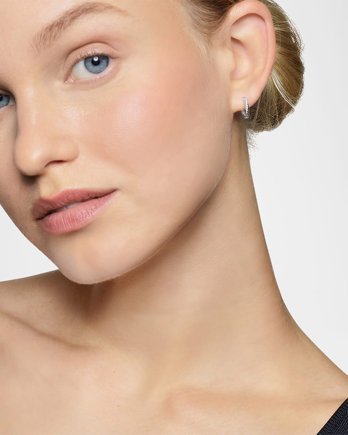 Sculpted Cable Huggie Hoop Earrings in Silver, 2.2mm, 0.4"L - 2