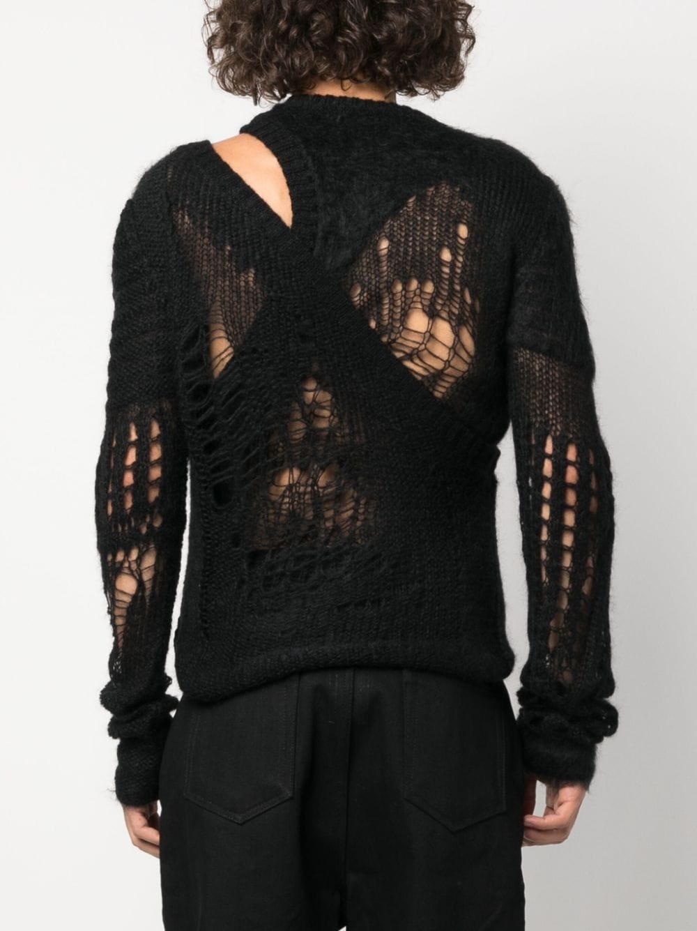 asymmetric distressed-knit jumper - 4