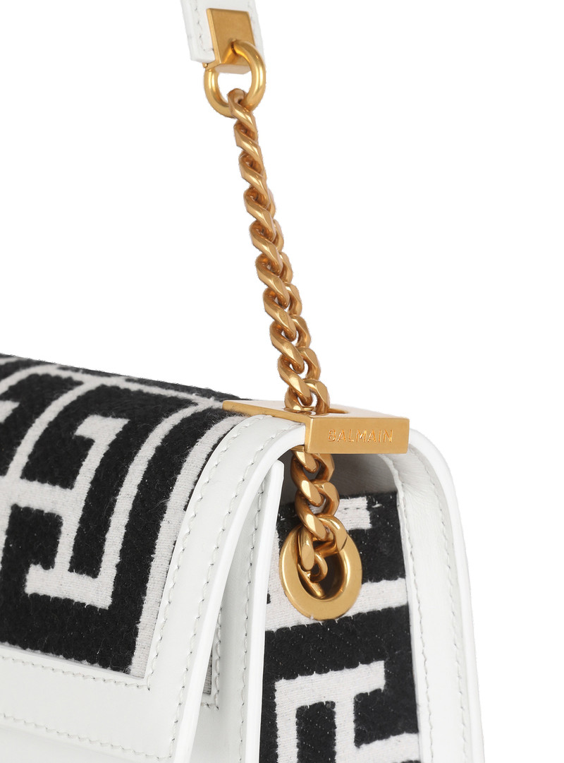 Bicolor jacquard 1945 clutch bag with leather panel 7