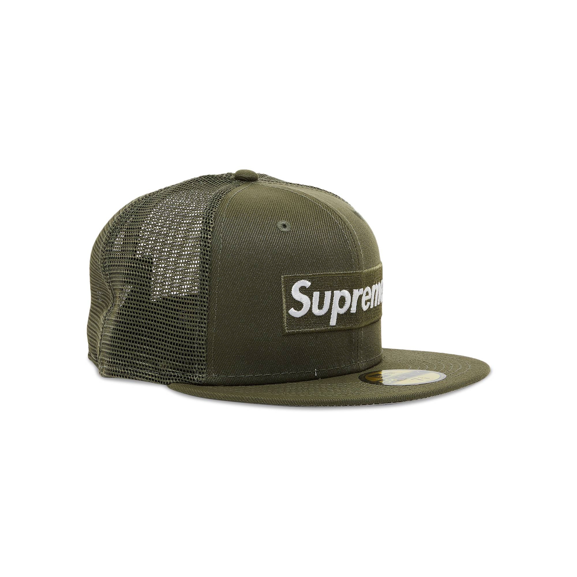 7-5/8 Olive Box Logo Mesh Back New Era® Supreme Supreme x New Era Box Logo Mesh Back 'Olive' | goat