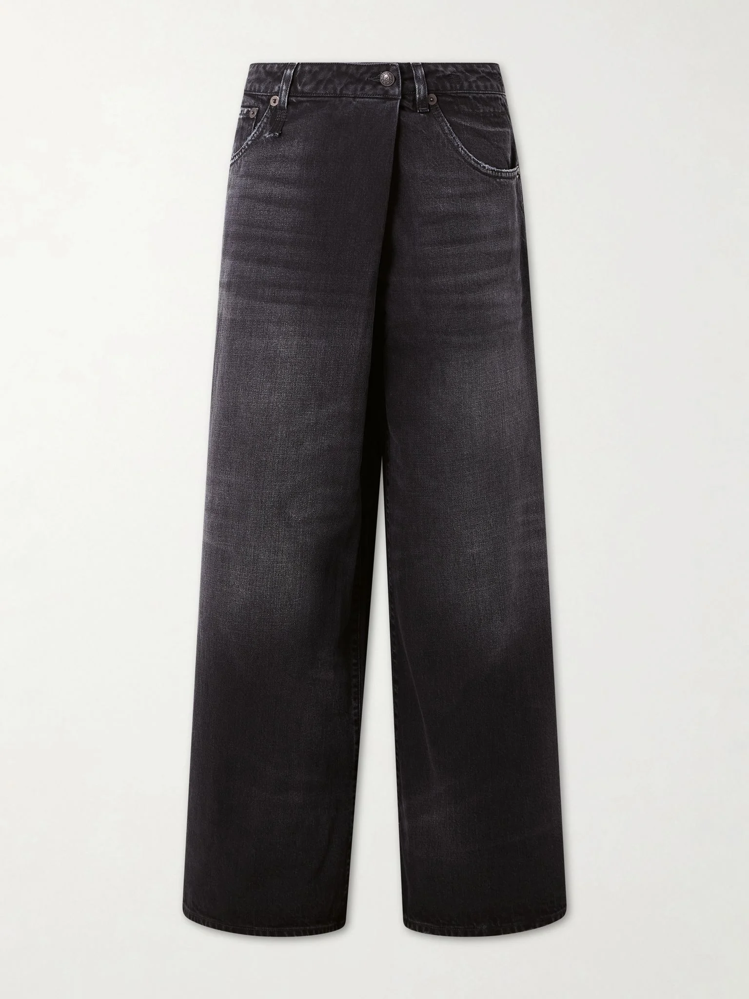 Nico Wrap low-rise wide-leg jeans Black - 1