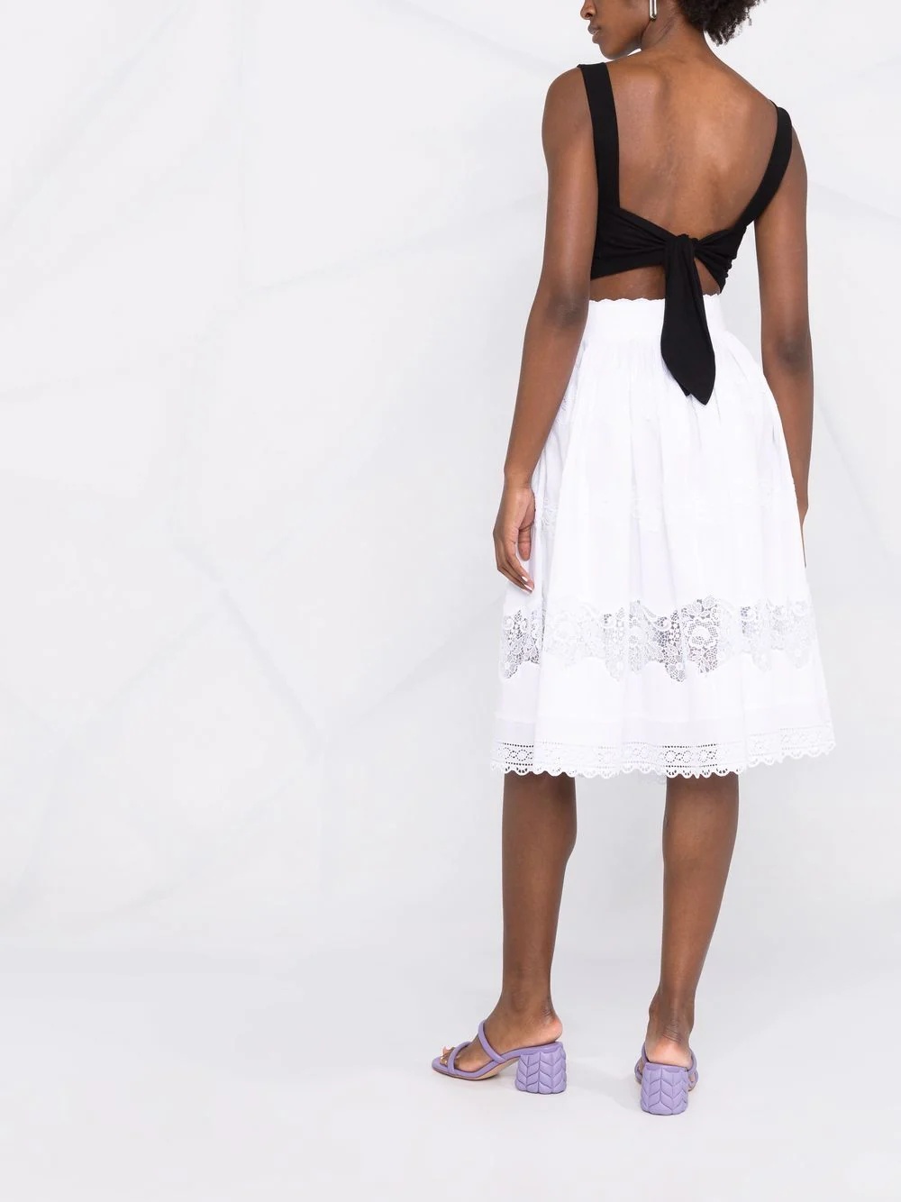 floral lace flared midi skirt - 6
