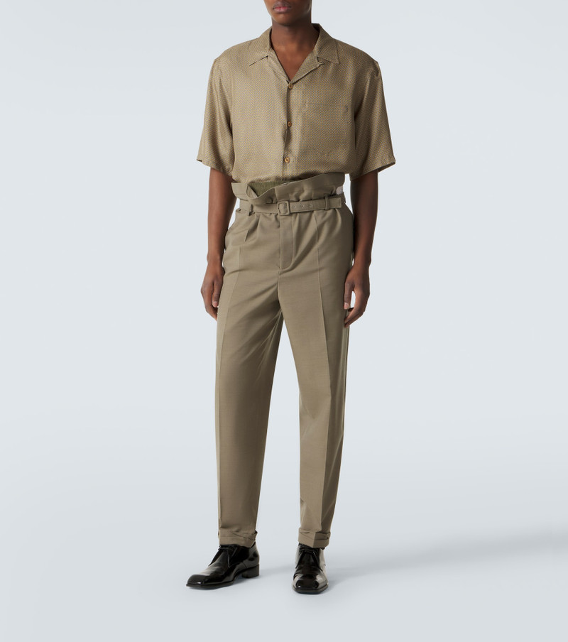 SAINT LAURENT Printed silk satin bowling shirt outlook