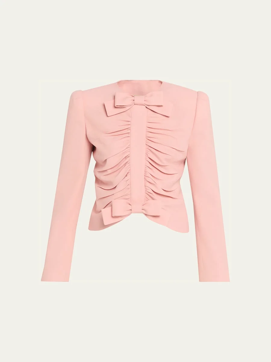 Metallic Floral Jacquard Cowl-Neck Top - 1