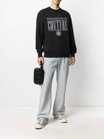 VERSACE JEANS COUTURE embroidered logo rib-trimmed sweatshirt outlook