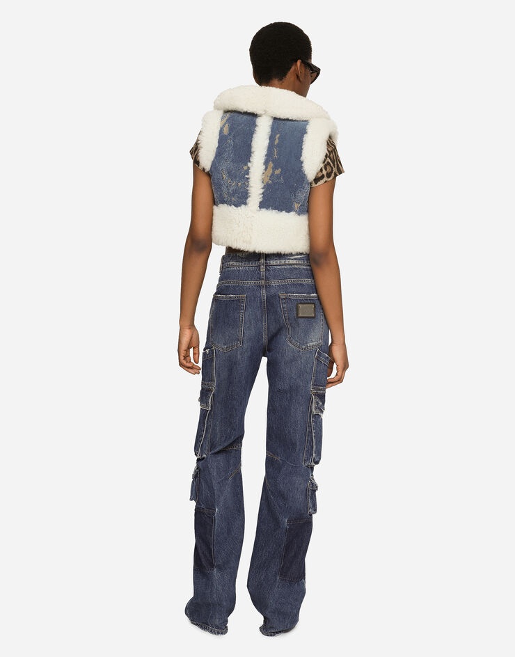 Denim cargo jeans with rips - 3