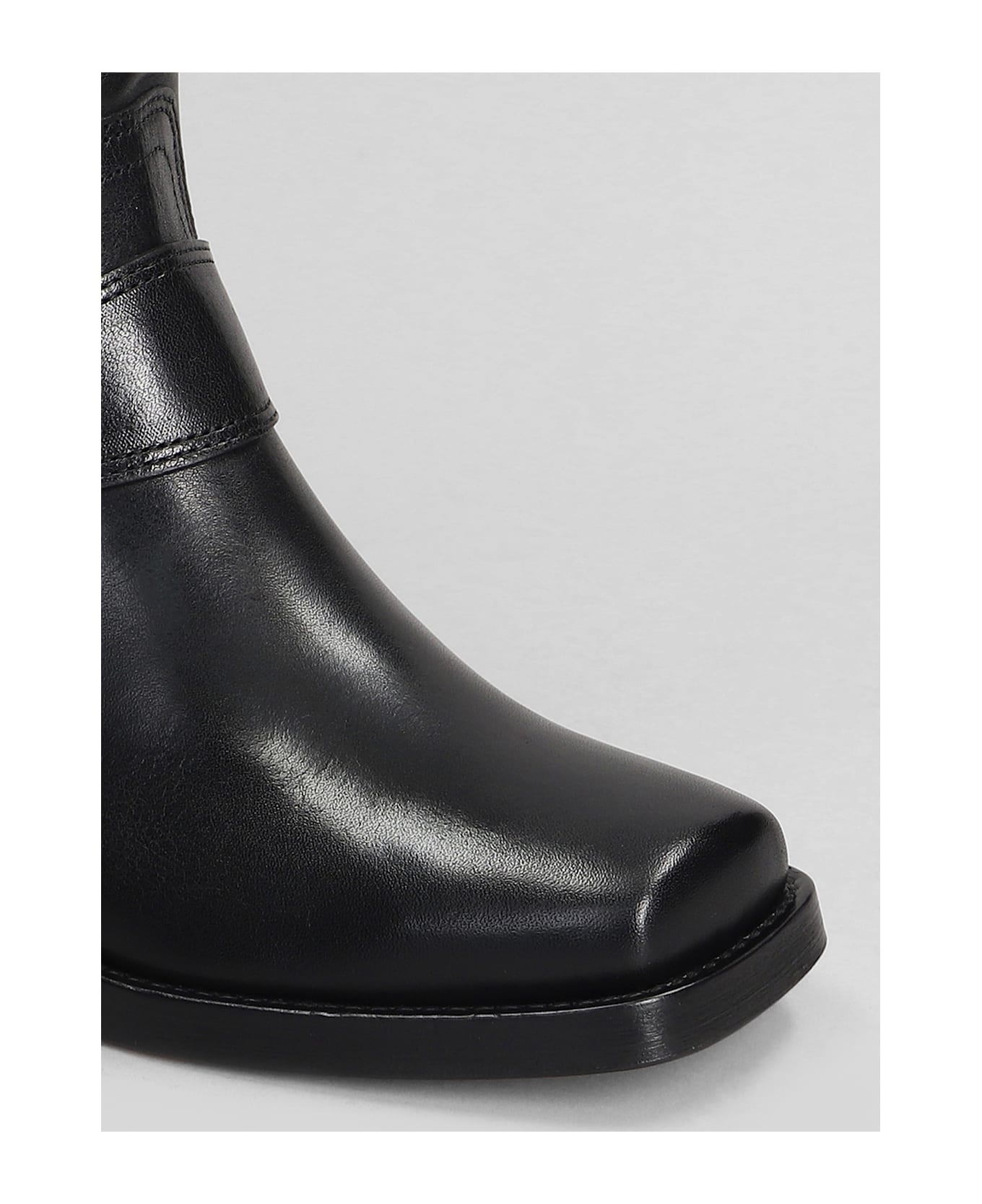 Akson Gaucho High Heels Ankle Boots In Black Leather - 5