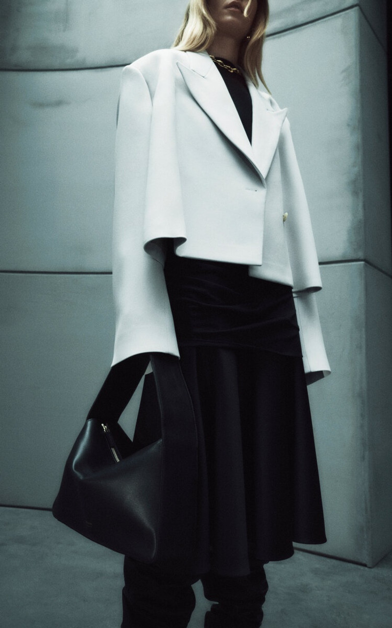 KHAITE Raymond Crepe Satin Jacket white outlook