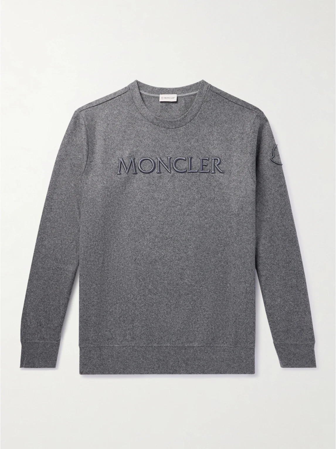 Logo-Embroidered Wool-Blend Felt Sweatshirt - 1