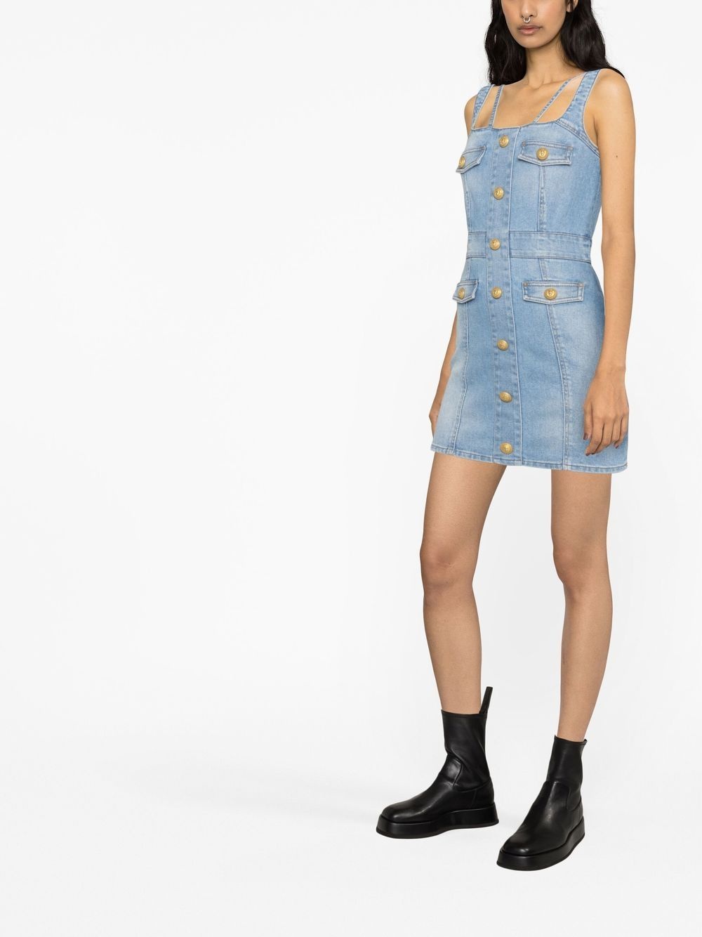 sleeveless denim dress - 4