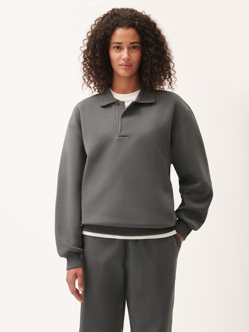 PANGAIA Womens DNA Heavyweight Polo Sweatshirt - Atmosphere Grey outlook