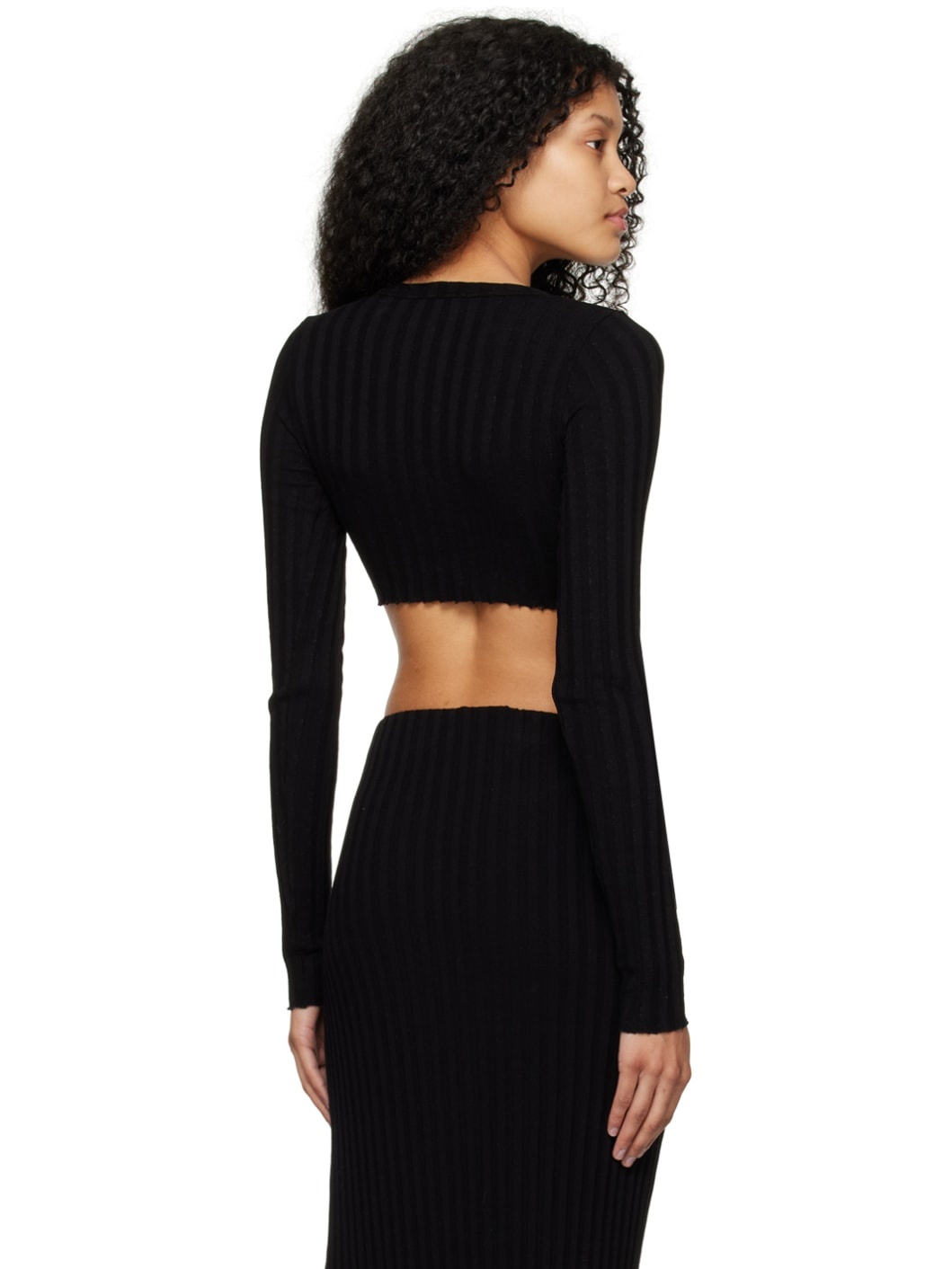 Black Capri Crop Long Sleeve T-Shirt - 3