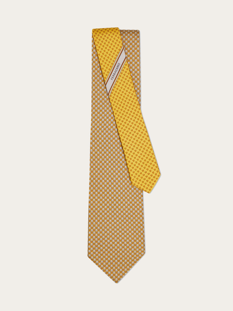 Gancini letter print silk tie 3