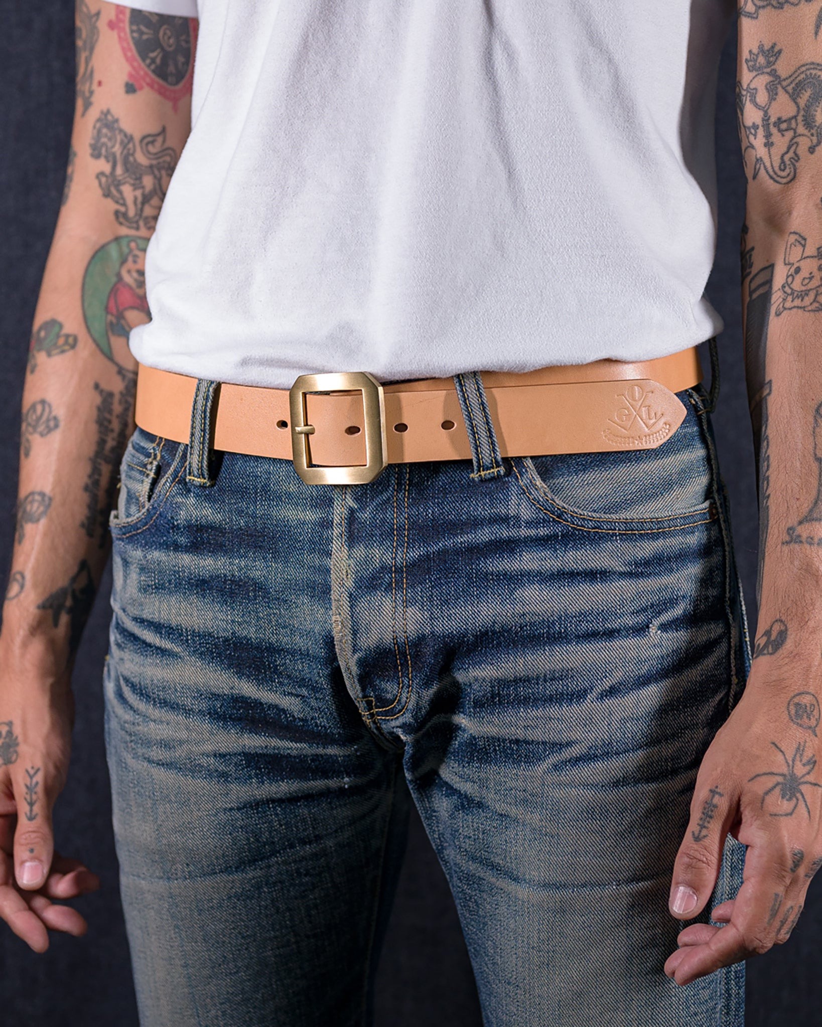OGL-BELT-SPGAR-NAT OGL Single Prong Garrison Buckle Leather Belt - Natural - 2