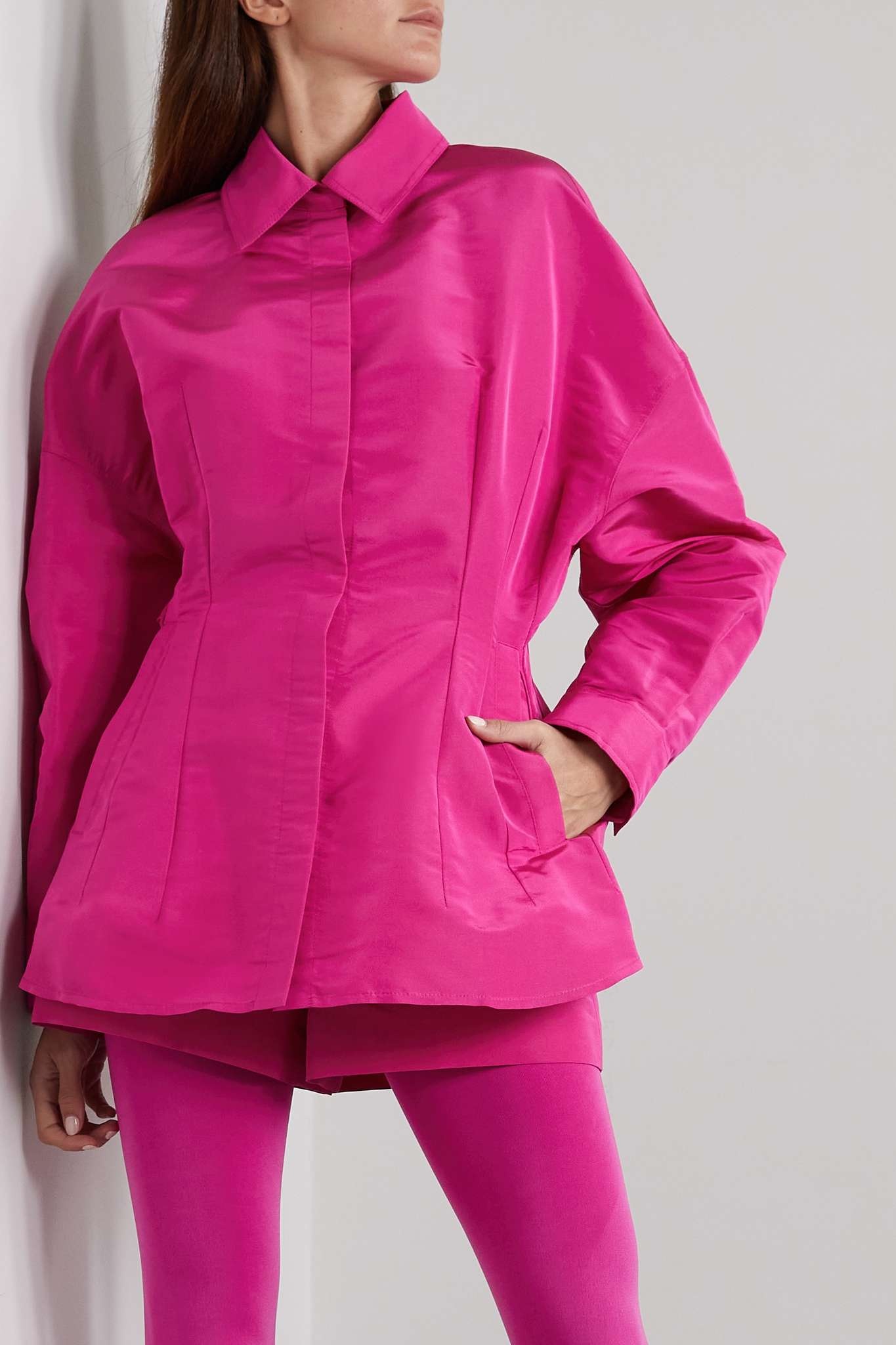 Silk-moiré mini shirt dress - 3